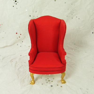 HN-09, Bright Red Wingback Chair in 1" scale